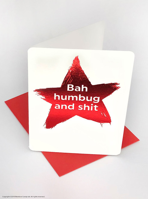 Funny Christmas Card (Red Foiled) Bah Humbug