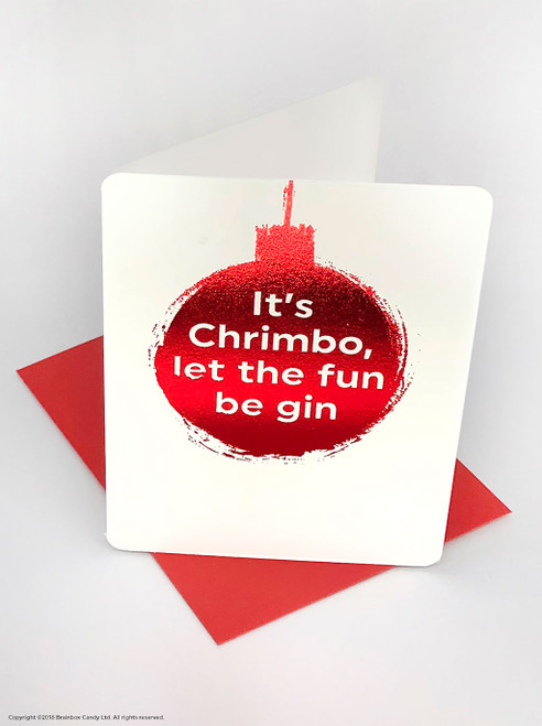 Funny Christmas Card (Red Foiled) Chrimbo Fun Be Gin