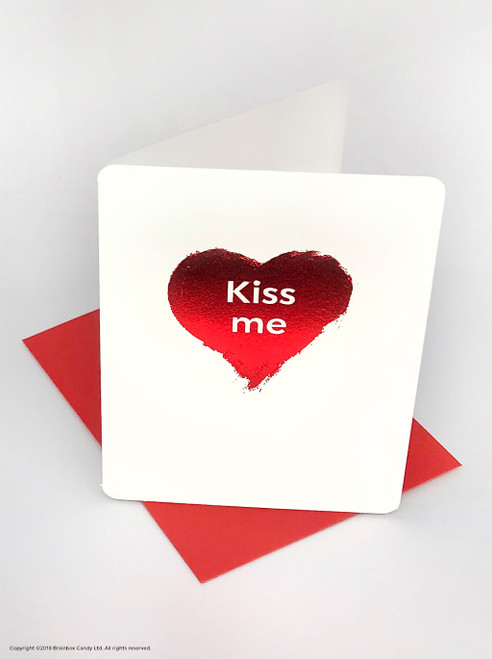 Funny Valentines Card (Red Foiled) Kiss Me