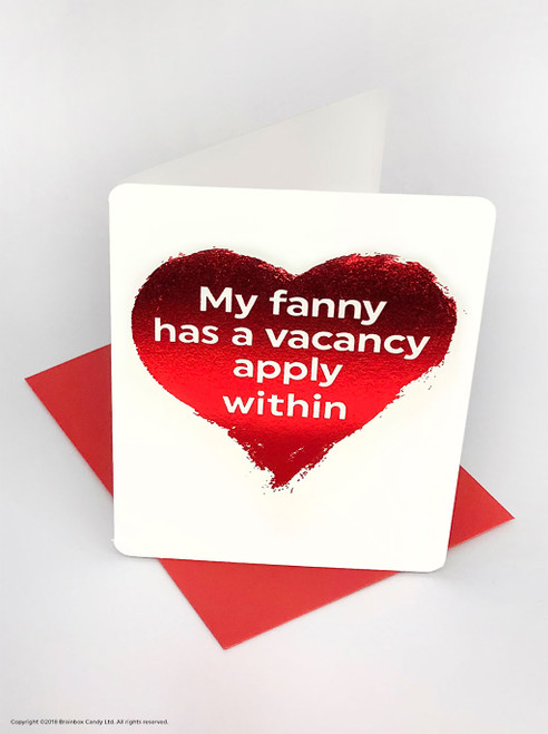 Funny Valentines Card (Red Foiled) Fanny Vacancy