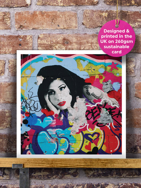 Street Art/Graffiti Style Birthday Card Amy Winehouse Mural