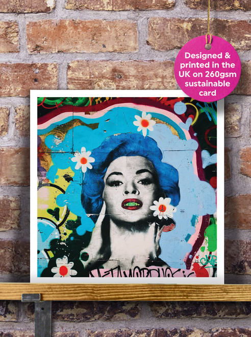 Street Art/Graffiti Style Birthday Card Lady Blue Mural