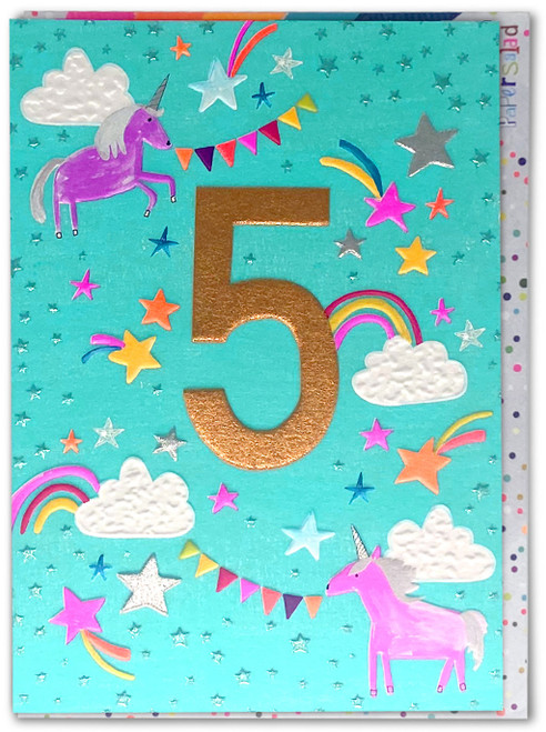 5th Birthday Card - Age 5 Unicorns By Paper Salad