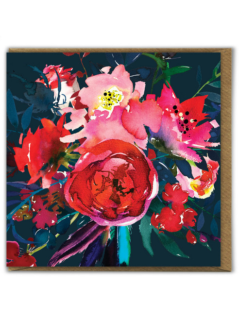 Floral Birthday Card Crimson Bloom