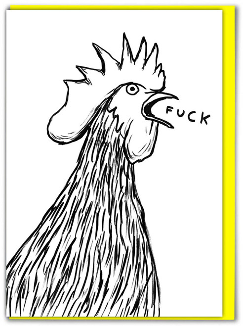 Rude Birthday Card Cockerel F By David Shrigley