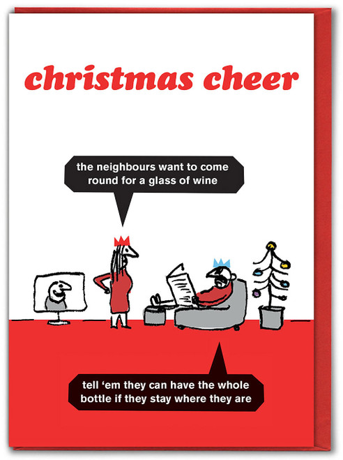 Funny Christmas Card - Christmas Cheer Wine By Modern Toss