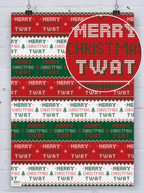 Rude Gift Wrap - Merry Christmas T-Word Wrapping Paper