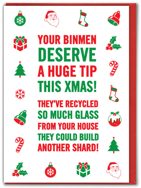 Funny Christmas Card - Xmas Bin Men Tip