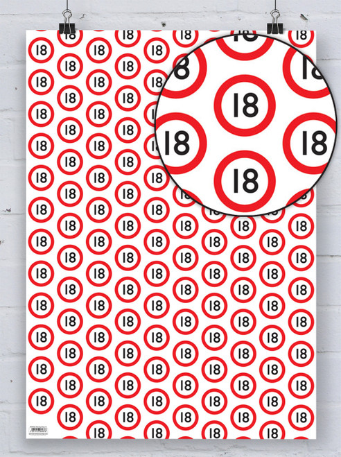Age Gift Wrap - 18th Birthday Wrapping Paper (Warning)
