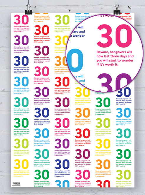 Age Gift Wrap - Funny 30th Birthday Wrapping Paper