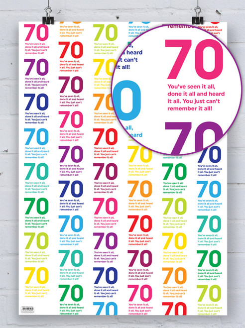 Age Gift Wrap - Funny 70th Birthday Wrapping Paper