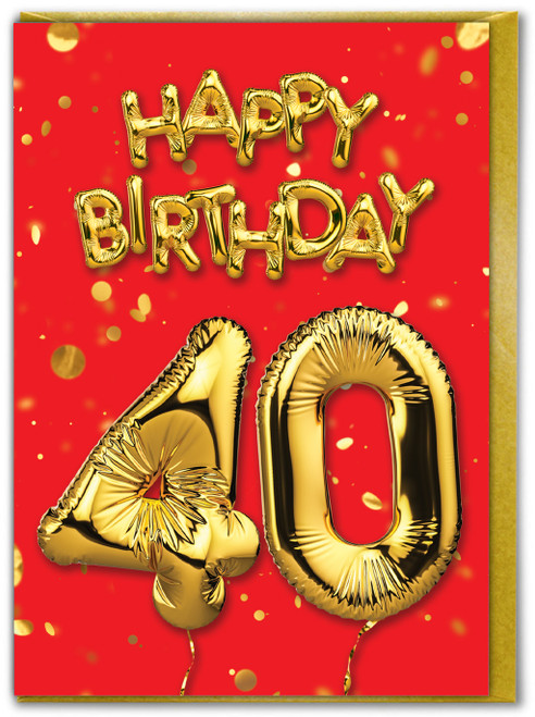 40th Birthday Card - Age 40 Balloon Red