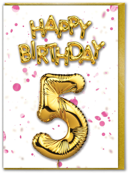 5th Birthday Card - Age 5 Pink By Brainbox Candy