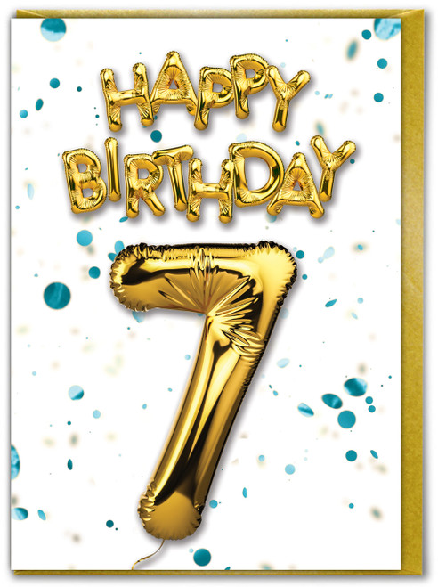 7th Birthday Card - Age 7 Blue