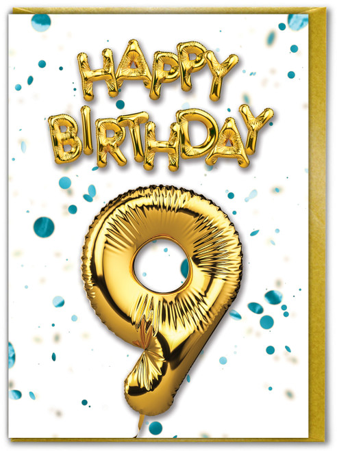 9th Birthday Card - Age 9 Blue