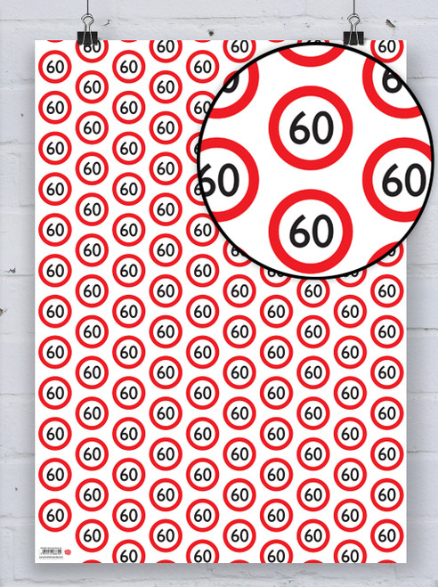 Age Gift Wrap - 60th Birthday Wrapping Paper (Warning)
