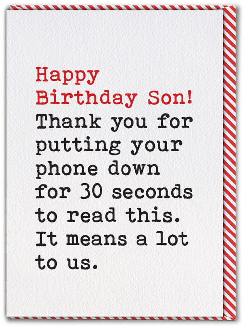 Funny Son Birthday Card Put Phone Down