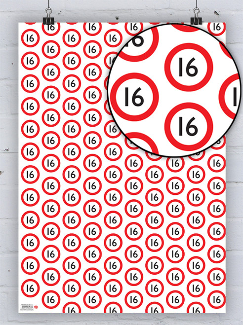 Age Gift Wrap - 16th Birthday Wrapping Paper (Warning)