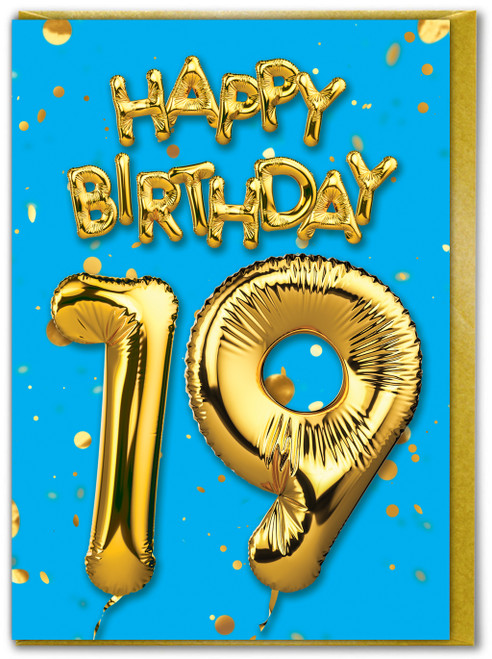19th Birthday Card - Age 19 Balloon Blue