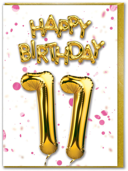 11th Birthday Card - Age 11 Balloon Pink By Brainbox Candy