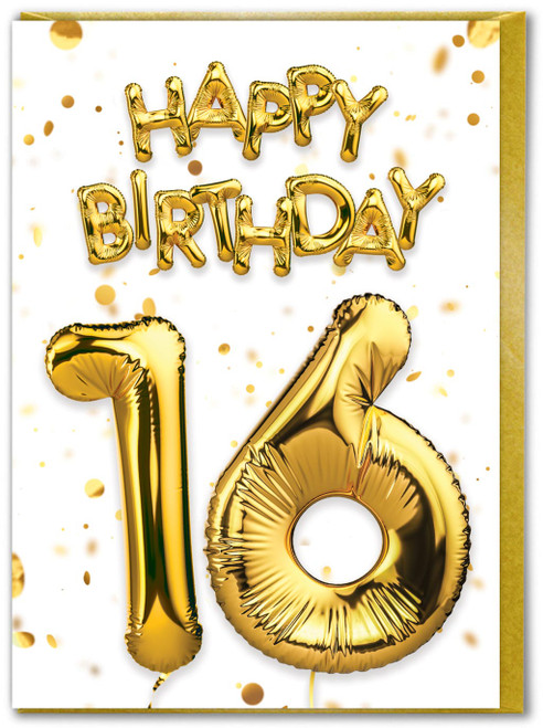 16th Birthday Card - Age 16 Gold