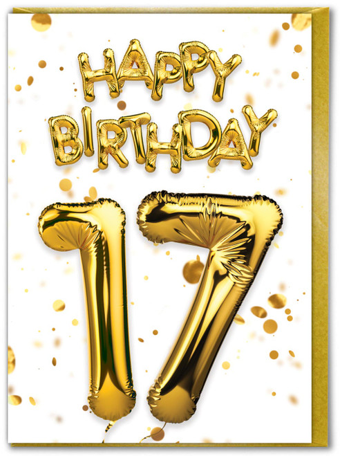 17th Birthday Card - Age 17 Gold
