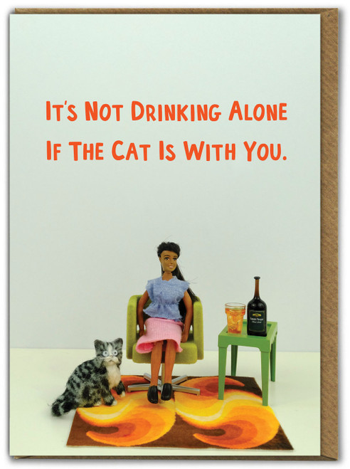 Funny Birthday Card Cat Drink By Bold and Bright