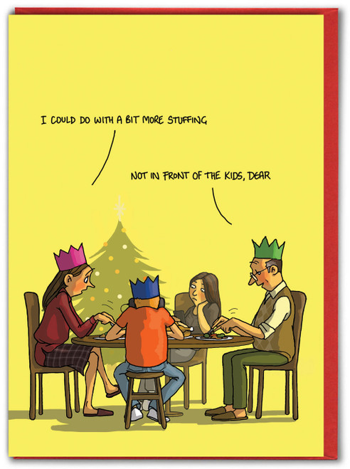 Funny Christmas Card - A Bit More Stuffing By Bryony Walters