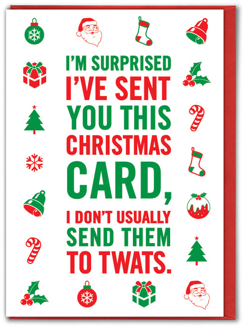 Rude Christmas Card - Xmas Card To T-Word By Brainbox Candy