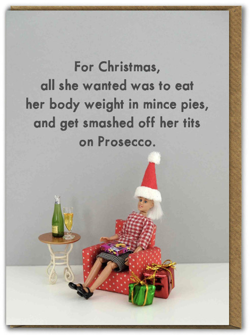 Rude Christmas Card - Mince Pies Prosecco By Bold and Bright