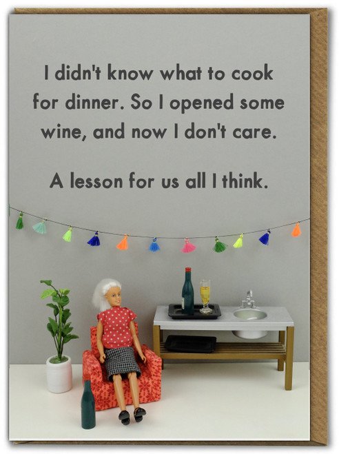 Funny Birthday Card Wine For Dinner By Bold and Bright