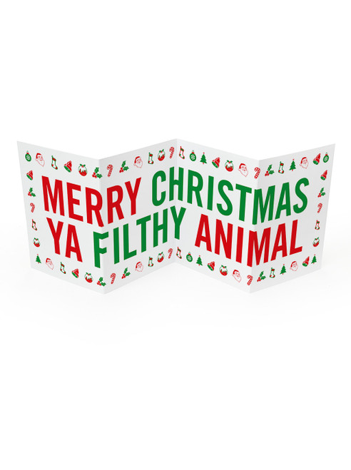 Funny Xmas Card - Filthy Animal Christmas Concertina Card By Brainbox Candy