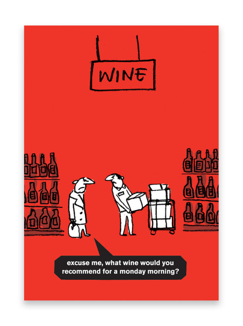 Funny Poster - Monday Morning Wine A3 Print By Modern Toss