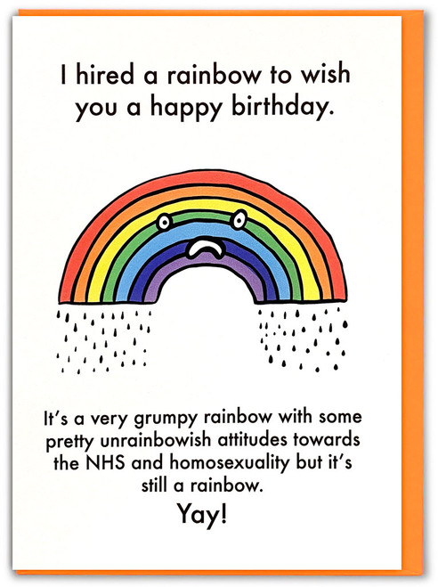 Funny Birthday Card Grumpy Rainbow By Objectables