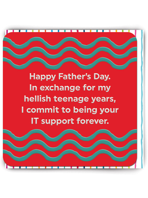 Funny Embossed Father's Day Card IT Support