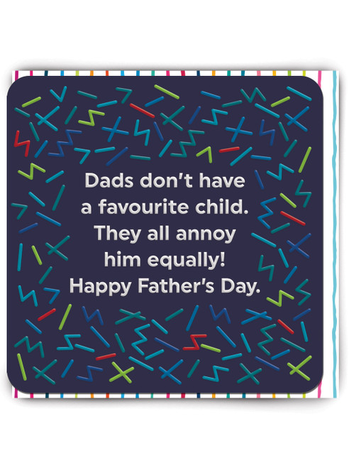 Funny Embossed Father's Day Card Favourite Child By Brainbox Candy