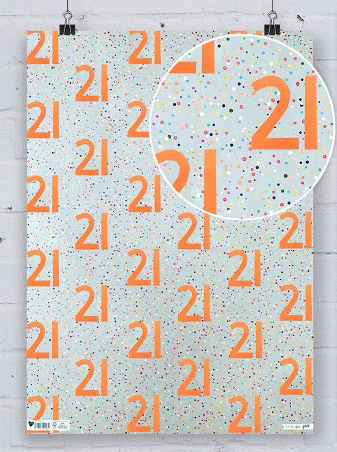 Age Gift Wrap - 21st Birthday Wrapping Paper By Paper Salad