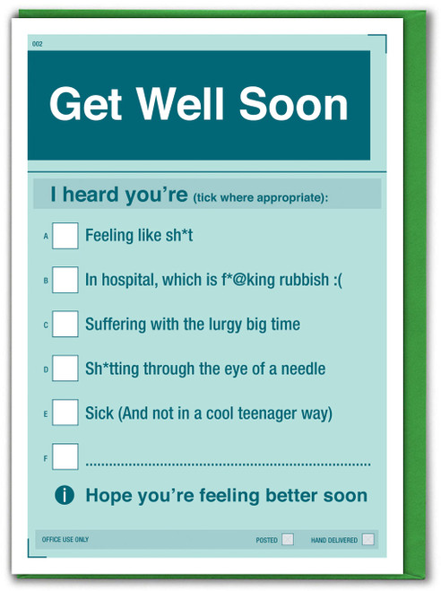 Rude Get Well Soon Card - I Heard You're...