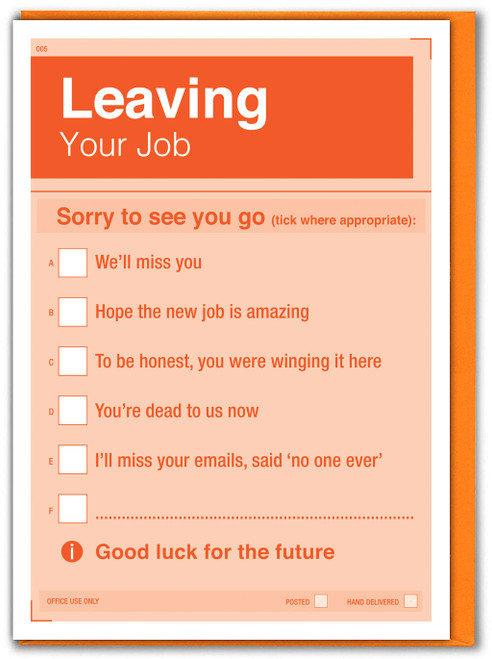 Funny Leaving Card - Sorry To See You Go... By Brainbox Candy