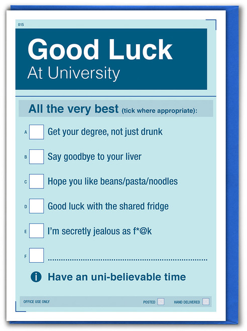 Funny Good Luck University Card - All The Very Best...