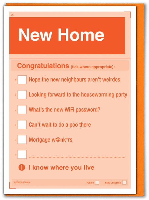 Funny New Home Card - Congratulations...