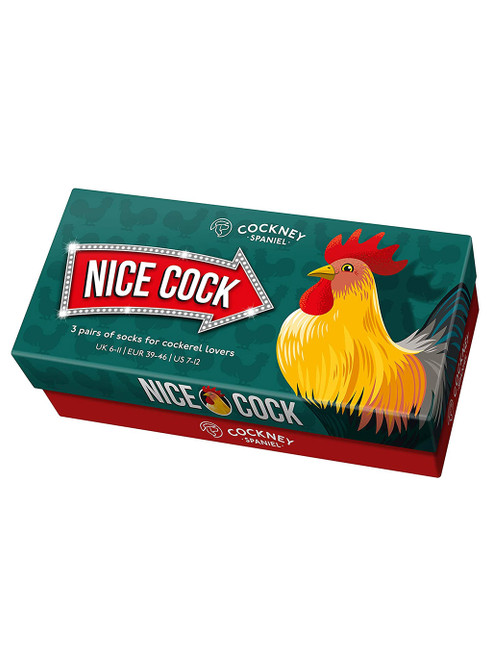 Rude Gift For Him - Nice Cock - Box of 3 Pairs of Socks By Cockney Spaniel