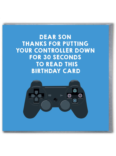 Funny Son Birthday Card Game Controller Blue