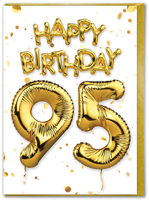 95th Birthday Card - Age 95 Balloon Gold By Brainbox Candy