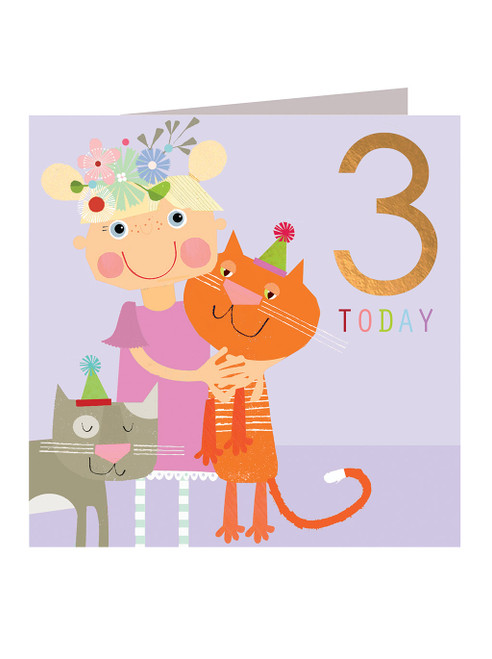 Cute 3rd Birthday Card - Age 3 Kittens By Kali Stileman