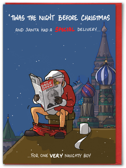 Funny Christmas Card - Santa's Special Delivery By Bryony Walters