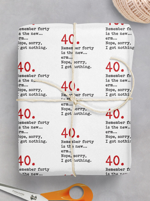 Age 40 Gift Wrap - Funny 40th Birthday Wrapping Paper By Brainbox Candy