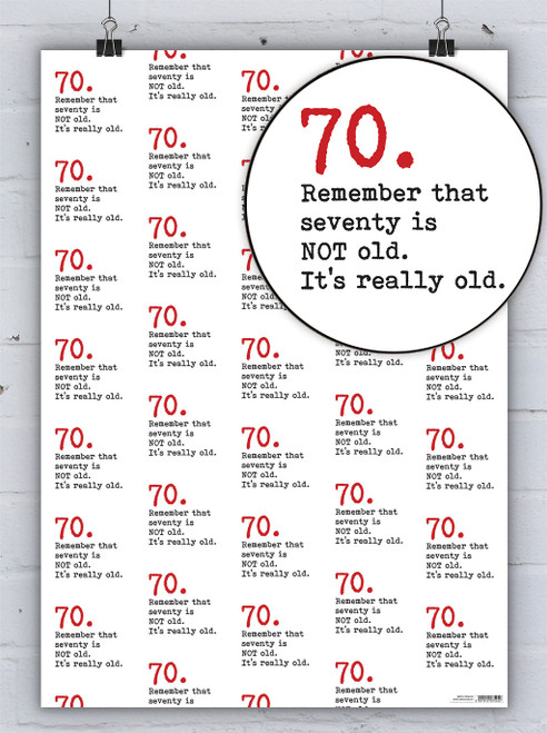 Age 70 Gift Wrap - Funny 70th Birthday Wrapping Paper