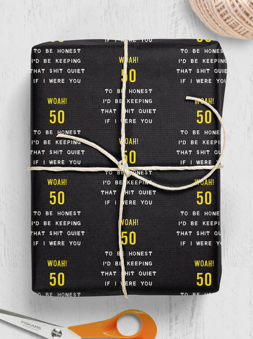 Age 50 Gift Wrap - Woah! Funny 50th Birthday Wrapping Paper