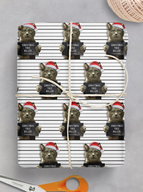 Funny Xmas Gift Wrap - Christmas Tree Killer Wrapping Paper By Brainbox Candy
